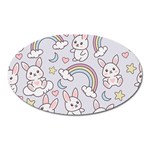 Seamless Pattern With Cute Rabbit Character Oval Magnet