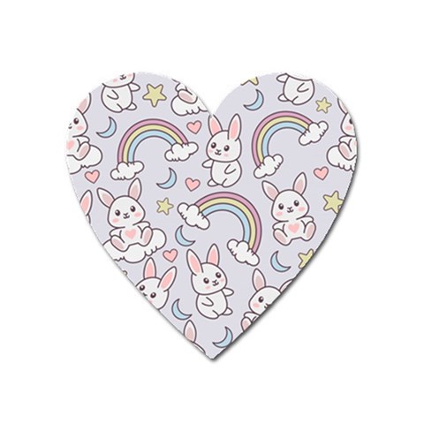 Seamless Pattern With Cute Rabbit Character Heart Magnet from ArtsNow.com Front