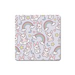 Seamless Pattern With Cute Rabbit Character Square Magnet