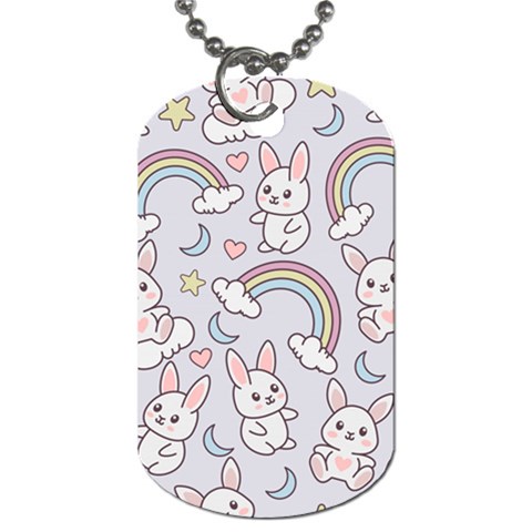 Seamless Pattern With Cute Rabbit Character Dog Tag (One Side) from ArtsNow.com Front