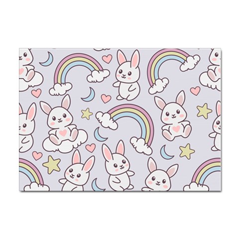 Seamless Pattern With Cute Rabbit Character Sticker A4 (100 pack) from ArtsNow.com Front