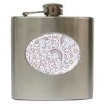Seamless Pattern With Cute Rabbit Character Hip Flask (6 oz)