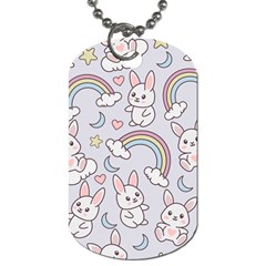 Seamless Pattern With Cute Rabbit Character Dog Tag (Two Sides) from ArtsNow.com Back