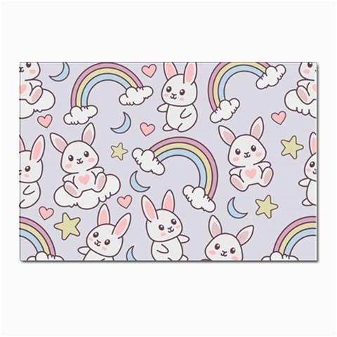 Seamless Pattern With Cute Rabbit Character Postcard 4 x 6  (Pkg of 10) from ArtsNow.com Front