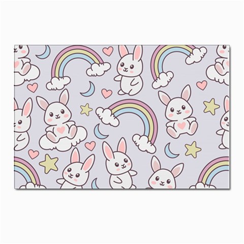 Seamless Pattern With Cute Rabbit Character Postcards 5  x 7  (Pkg of 10) from ArtsNow.com Front