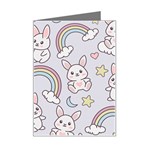 Seamless Pattern With Cute Rabbit Character Mini Greeting Card