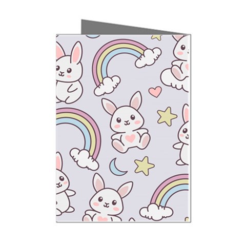 Seamless Pattern With Cute Rabbit Character Mini Greeting Cards (Pkg of 8) from ArtsNow.com Left