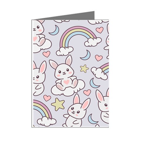 Seamless Pattern With Cute Rabbit Character Mini Greeting Cards (Pkg of 8) from ArtsNow.com Right