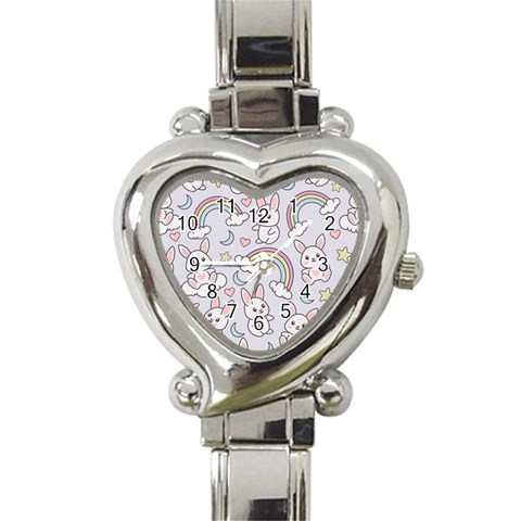 Seamless Pattern With Cute Rabbit Character Heart Italian Charm Watch from ArtsNow.com Front