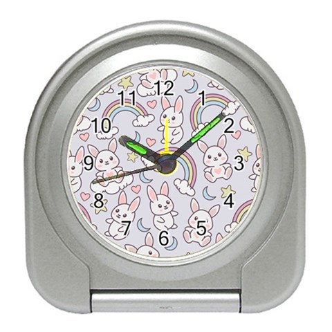 Seamless Pattern With Cute Rabbit Character Travel Alarm Clock from ArtsNow.com Front