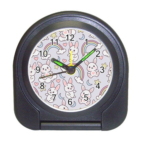 Seamless Pattern With Cute Rabbit Character Travel Alarm Clock from ArtsNow.com Front