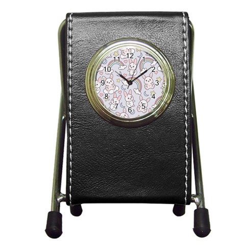Seamless Pattern With Cute Rabbit Character Pen Holder Desk Clock from ArtsNow.com Front