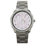 Seamless Pattern With Cute Rabbit Character Sport Metal Watch