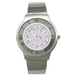 Seamless Pattern With Cute Rabbit Character Stainless Steel Watch