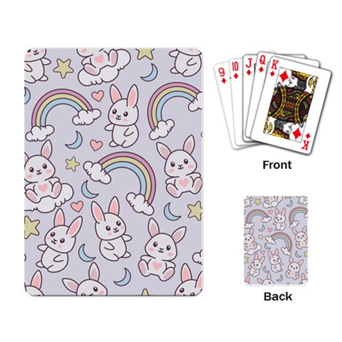 Seamless Pattern With Cute Rabbit Character Playing Cards Single Design (Rectangle) from ArtsNow.com Back