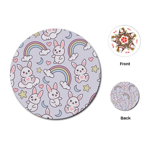 Seamless Pattern With Cute Rabbit Character Playing Cards Single Design (Round) from ArtsNow.com Front