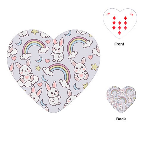 Seamless Pattern With Cute Rabbit Character Playing Cards Single Design (Heart) from ArtsNow.com Front