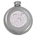 Seamless Pattern With Cute Rabbit Character Round Hip Flask (5 oz)
