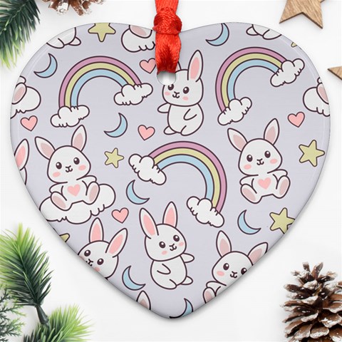 Seamless Pattern With Cute Rabbit Character Heart Ornament (Two Sides) from ArtsNow.com Front