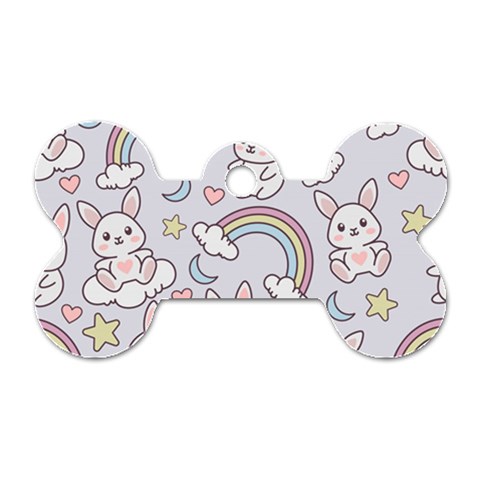 Seamless Pattern With Cute Rabbit Character Dog Tag Bone (One Side) from ArtsNow.com Front