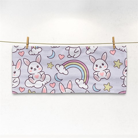 Seamless Pattern With Cute Rabbit Character Hand Towel from ArtsNow.com Front