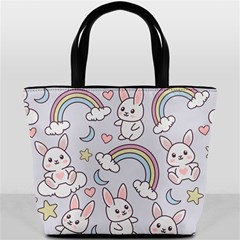 Seamless Pattern With Cute Rabbit Character Bucket Bag from ArtsNow.com Back