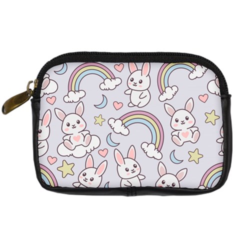 Seamless Pattern With Cute Rabbit Character Digital Camera Leather Case from ArtsNow.com Front