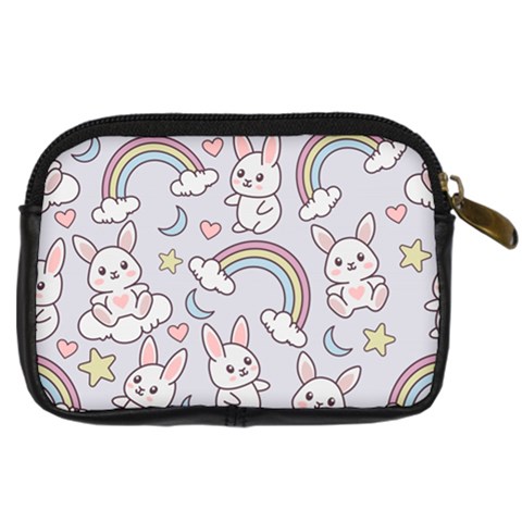 Seamless Pattern With Cute Rabbit Character Digital Camera Leather Case from ArtsNow.com Back
