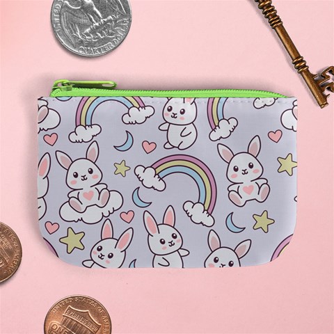 Seamless Pattern With Cute Rabbit Character Mini Coin Purse from ArtsNow.com Front