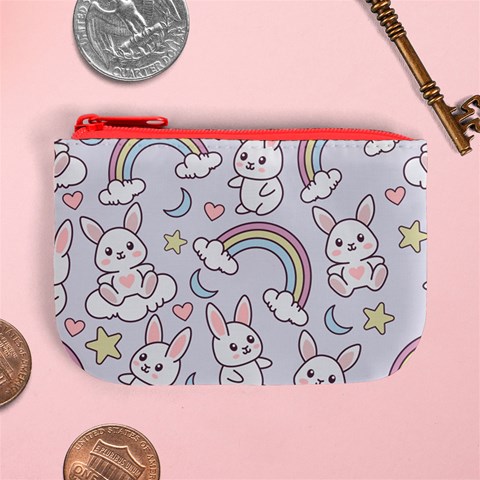 Seamless Pattern With Cute Rabbit Character Mini Coin Purse from ArtsNow.com Front