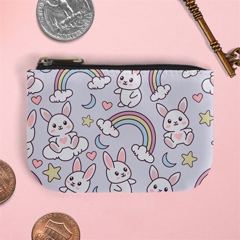Seamless Pattern With Cute Rabbit Character Mini Coin Purse from ArtsNow.com Front