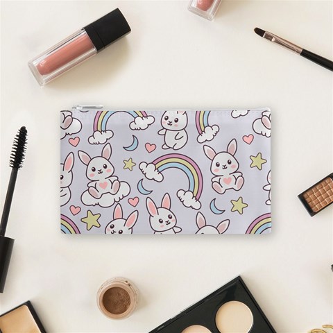 Seamless Pattern With Cute Rabbit Character Cosmetic Bag (Small) from ArtsNow.com Front