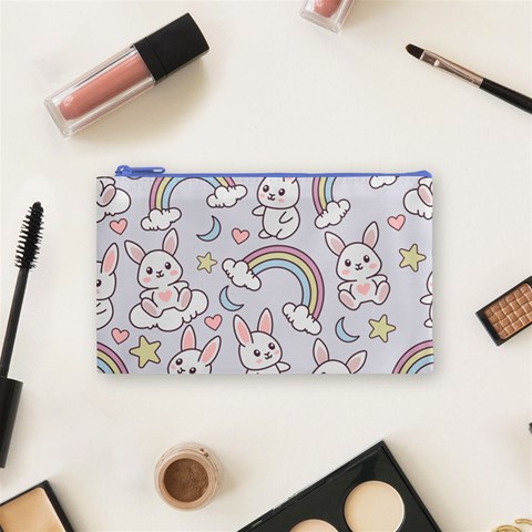 Seamless Pattern With Cute Rabbit Character Cosmetic Bag (Small) from ArtsNow.com Front