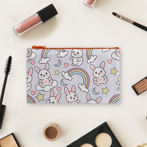 Seamless Pattern With Cute Rabbit Character Cosmetic Bag (Small) from ArtsNow.com Front