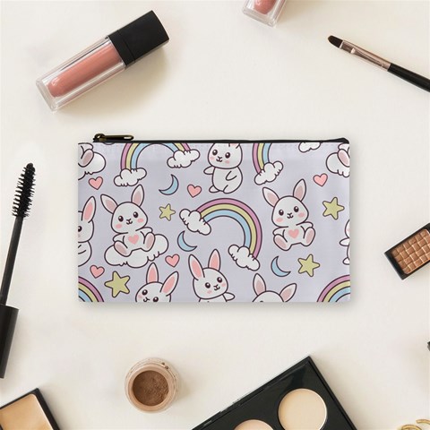 Seamless Pattern With Cute Rabbit Character Cosmetic Bag (Small) from ArtsNow.com Front