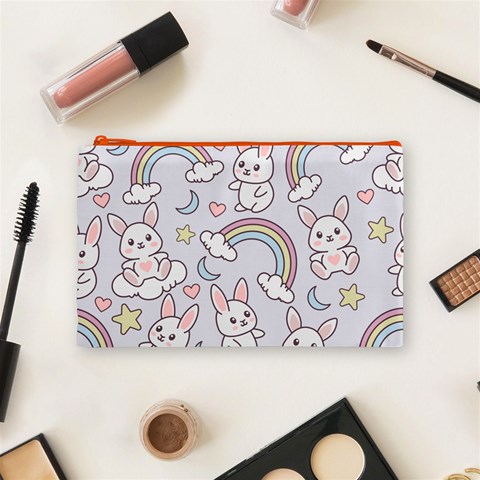 Seamless Pattern With Cute Rabbit Character Cosmetic Bag (Medium) from ArtsNow.com Front