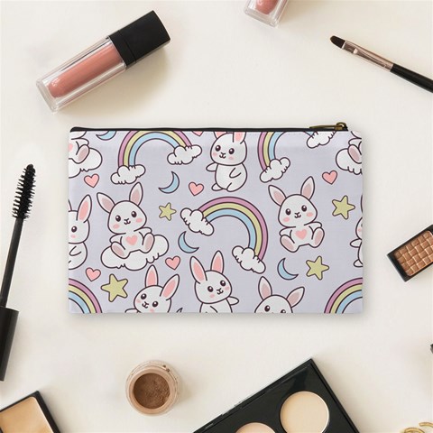 Seamless Pattern With Cute Rabbit Character Cosmetic Bag (Medium) from ArtsNow.com Back