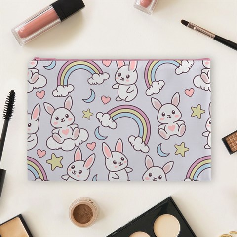 Seamless Pattern With Cute Rabbit Character Cosmetic Bag (Large) from ArtsNow.com Front