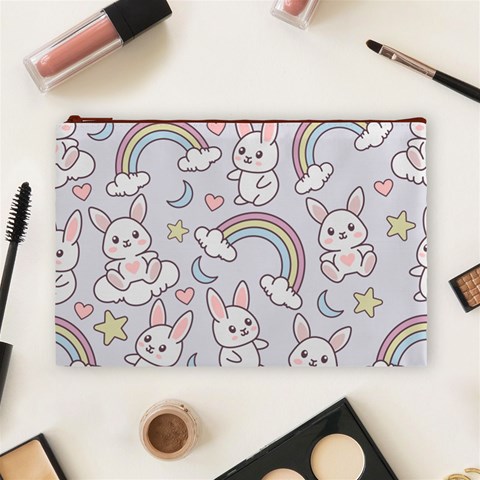 Seamless Pattern With Cute Rabbit Character Cosmetic Bag (Large) from ArtsNow.com Front