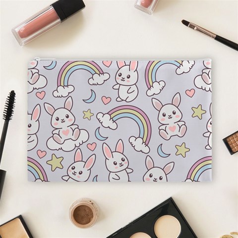 Seamless Pattern With Cute Rabbit Character Cosmetic Bag (Large) from ArtsNow.com Front
