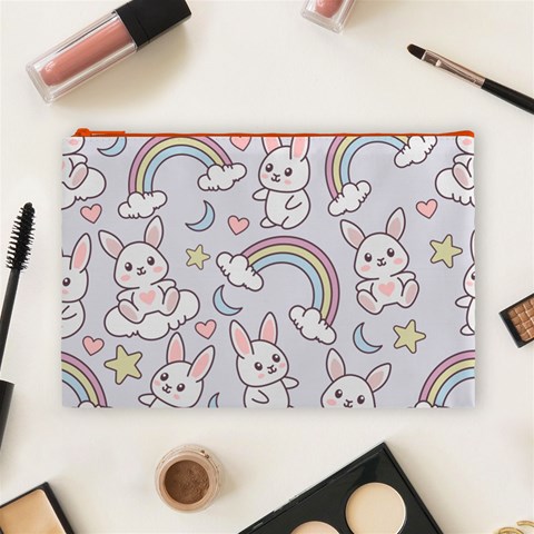 Seamless Pattern With Cute Rabbit Character Cosmetic Bag (Large) from ArtsNow.com Front