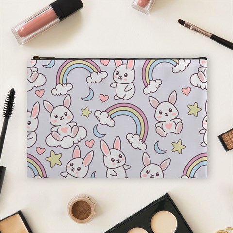 Seamless Pattern With Cute Rabbit Character Cosmetic Bag (Large) from ArtsNow.com Front