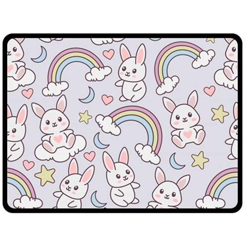 Seamless Pattern With Cute Rabbit Character Fleece Blanket (Large) from ArtsNow.com 80 x60  Blanket Front