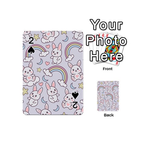 Seamless Pattern With Cute Rabbit Character Playing Cards 54 Designs (Mini) from ArtsNow.com Front - Spade2