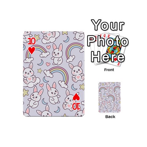 Seamless Pattern With Cute Rabbit Character Playing Cards 54 Designs (Mini) from ArtsNow.com Front - Heart10