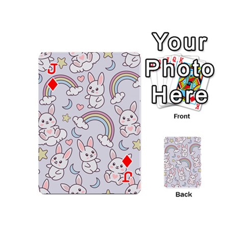 Jack Seamless Pattern With Cute Rabbit Character Playing Cards 54 Designs (Mini) from ArtsNow.com Front - DiamondJ