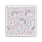 Seamless Pattern With Cute Rabbit Character Memory Card Reader (Square)