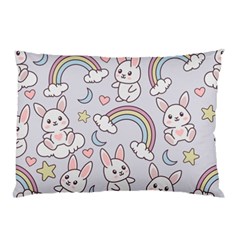 Seamless Pattern With Cute Rabbit Character Pillow Case (Two Sides) from ArtsNow.com Back