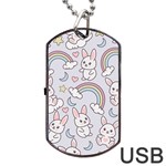 Seamless Pattern With Cute Rabbit Character Dog Tag USB Flash (Two Sides)