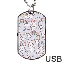Seamless Pattern With Cute Rabbit Character Dog Tag USB Flash (Two Sides) from ArtsNow.com Back